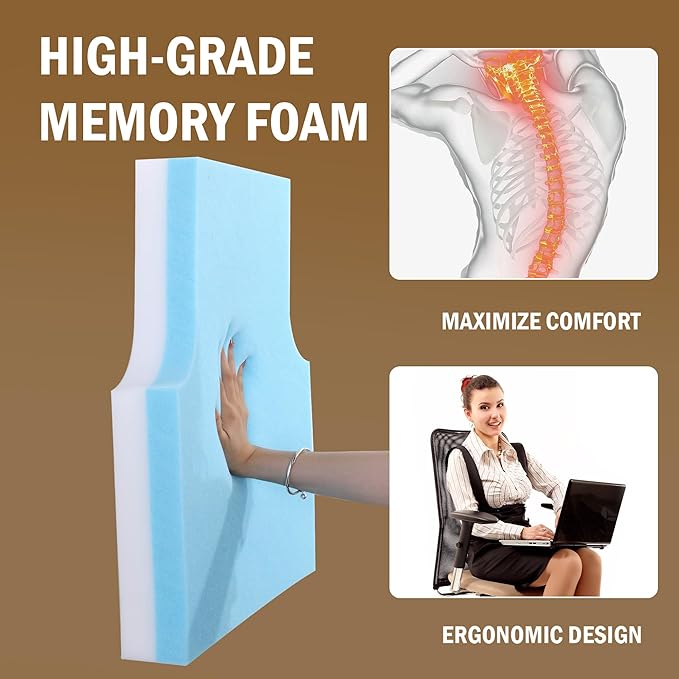 HOMBYS Sherpa Fleece Lumbar Support Pillow with Headrest for Recliner,Memory Foam Recliner Chair Cushion for Back Pain,Big High Back Support for Recliner with Chair Headrest for Elderly (Dark Coffee)