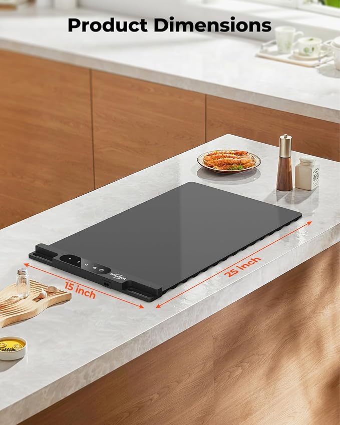 Electric Warming Mat for Food (2-Pack)-Full Surface Fast Heating Silicone Warmer Tray with 3-Level Temperature, Auto-Off, Raised Feet for Table Protection, for Gatherings,Parties,Home Buffet