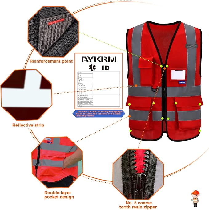 A-SAFETY Red High Visibility Vest
