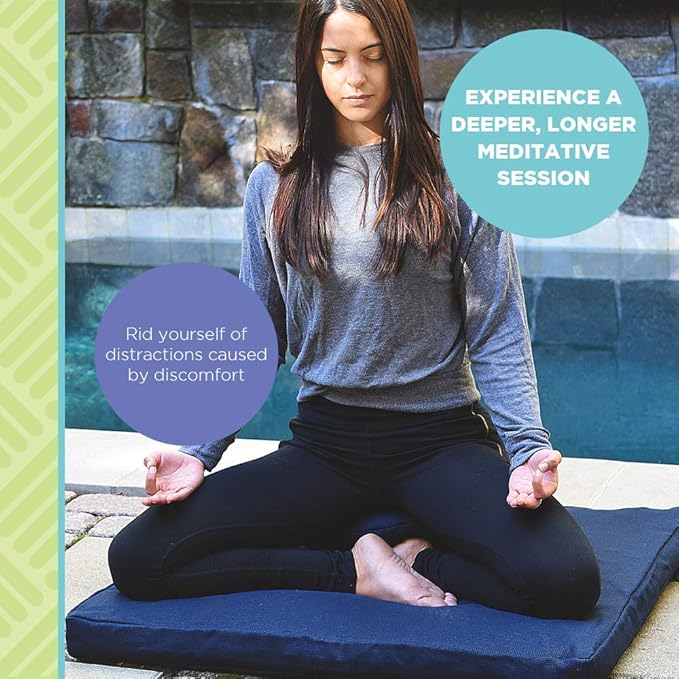 Zabuton Meditation Cushion for Workout - Supportive Yoga Floor Seat Cushion for Comfort & Posture Support - Natural Washable Cotton Fill kneeling Pad - Made in USA - Premium 32x26x3, Natural
