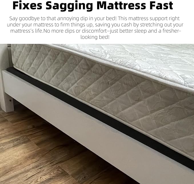 50D High-Density Sponge Sagging Mattress Support – 2” Thick Black Bed Board for Under Mattress, Firm Support Pad to Fix Sagging & Sinking Beds (1”-2” Deep), Extends Mattress Life, 60” x 24” x 2”