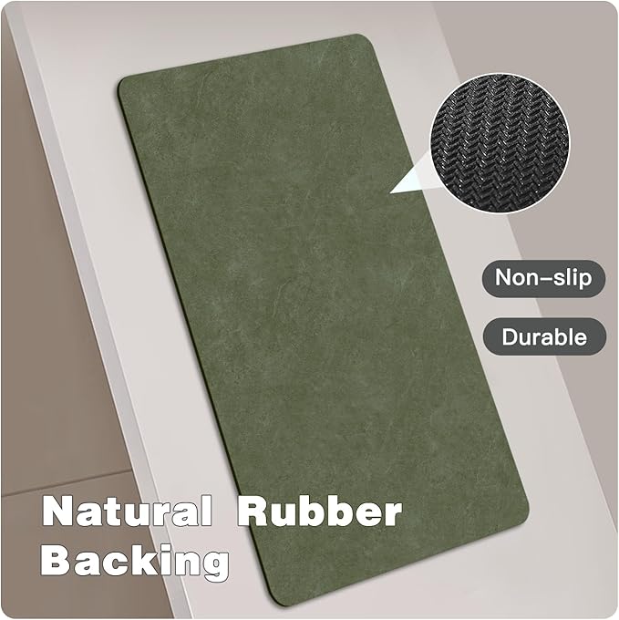 Bathroom Mat Quick Dry, Bathroom Rugs Non Slip Washable Thin Absorbent Bath Mat Fits Under Door Bathroom Floor Mat Perfect for Bath, Shower, or Sink 20"x30" Sage Green