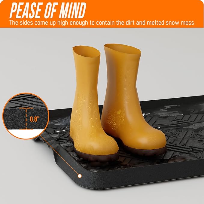 Rubber Boot Tray, Shoe Trays for Entryway, Versatile Boot Mat Tray with Raised Edge, 47"x16" Rubber Mat for Shoe Organizer Indoor/Outdoor Use