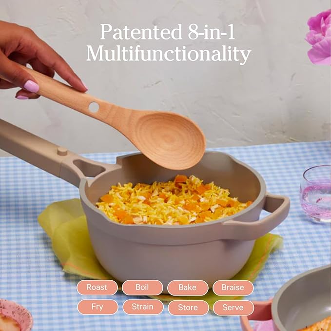 Our Place Mini Perfect Pot | 2.5 Qt Ceramic Pot with Lid & Spatula | Patented 8-in-1, PFAS-Free Nonstick, Non-Toxic Cookware | Induction & Oven-Safe up to 450°F | Lavender