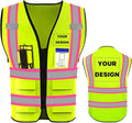 YOWESHOP High Visibility Reflective Safety Vest with Pockets Custom Your Logo Safety Workwear