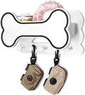 Decorative Dog Leash Holder for Wall - Doggie Bone Shape Key Holder Wall Mount with 5 Chic 3D Puppy Paw Hooks & Dog Stuff Storage Shelf - Apartment Essentials (Black & White)