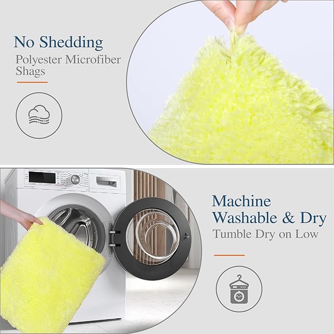 Walensee Large Bathroom Rug (24 x 48, Yellow) Extra Soft and Absorbent Shaggy Bath Rug Machine Washable Microfiber Bath Mat Non Slip Bath Mat, Luxury Bathroom Floor Mats