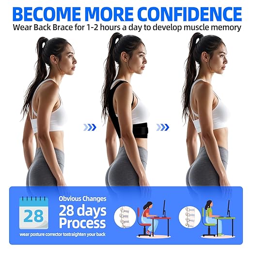 IYDoaMea Posture Corrector for Women and Men ( Order A Size Up ) Upgraded Back Brace Support, Adjustable Shoulder Straightener for Improving Back Posture, Relief for Upper and Lower Back, Lumbar, Neck, Shoulder Pain (S(27.5~33.4))