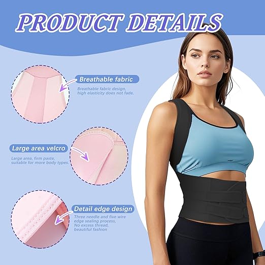 TEE TEA Posture Corrector for Women & Men – Adjustable Back Support Brace for Neck, Shoulder & Spine Muscle Relief – Improve Posture, Comfort & Confidence – Invisible & Comfortable Design (Black, Small)