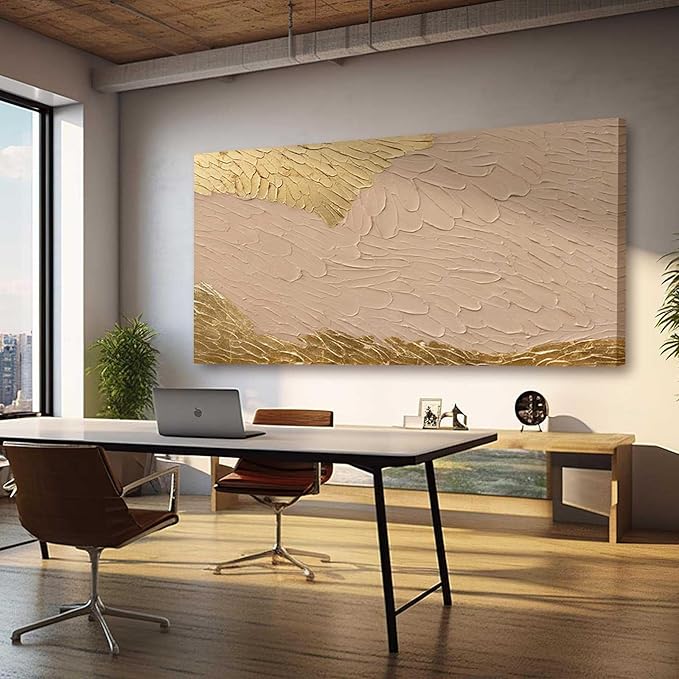 SOUGUAN Abstract Large Canvas Wall Art Contemporary Wall Decorations Gold Artwork 29"x58" Decorative Painting for Living Room Office