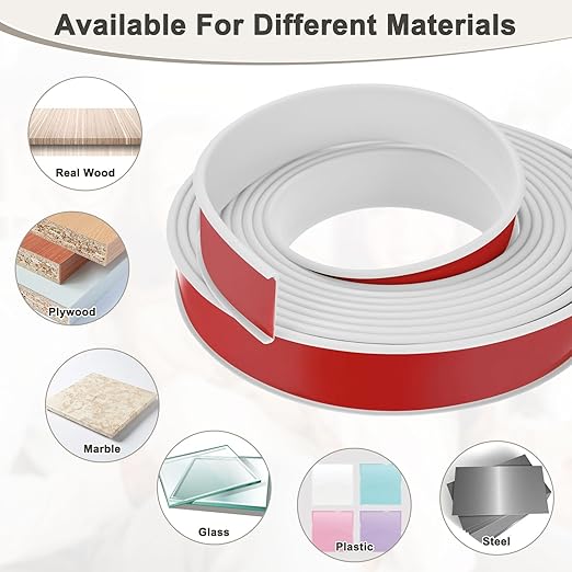 U-Shape Edge Banding, 1.18 Inch x 16.4 FT Self Adhesive Rubber Edge Trim Flexible TPE Corner Protector for Desk/Shelves/Furniture/Countertop/Table/Cabinet/Plywood [White]