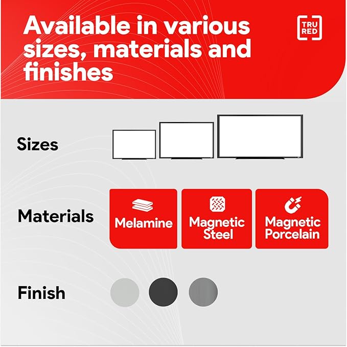 Staples TRU RED Magnetic Dry Erase Whiteboard, 4 x 3 Feet, 4 Multicolor Markers, Black Finish Aluminum Frame for Home, Office, School, White