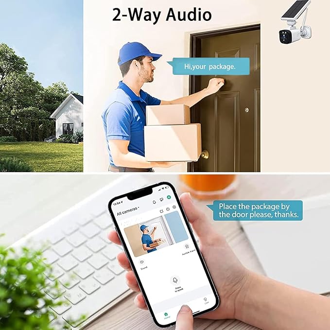Camcamp Solar Camera Wireless Outdoor,Home Security Camera System,2.4G WiFi Outdoor Camera Wireless,Solar-Powered 4MP 4 Cam-Kit,360° PTZ,2K Color Night Vision,2-Way Audio,No Subscription,IP66