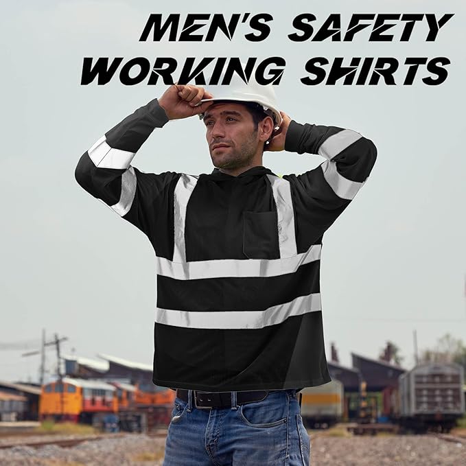 Amylove 4 Pcs Reflective Safety T Shirt High Visibility Work Shirts Sun Protection Construction