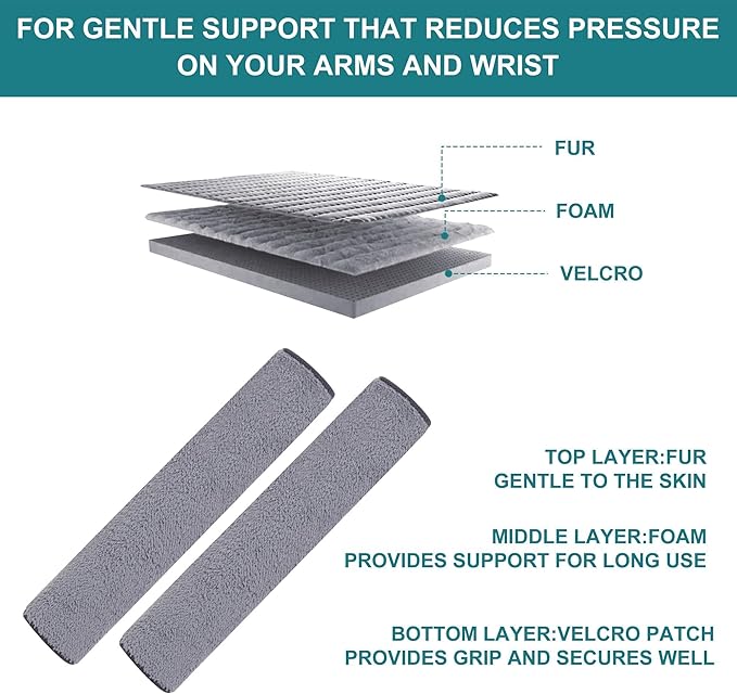 2 Pcs Small Armrest Pads Covers - Widened Self-Adhesive Straps Comfortable and Protective for Toilet Handle, Office Chairs, and Armrest Chairs Comfort Padding Pressure (Size：S)