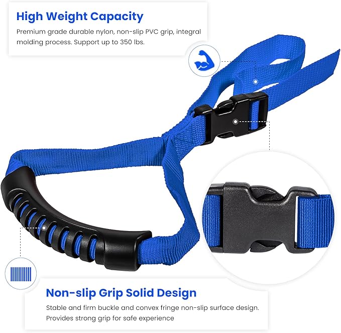 E-cowlboy Auto Cane Grab Handle - Adjustable Standing Aid Safety Portable Vehicle Support Bar With Nylon Grip - Mobility Assist Device (Blue)
