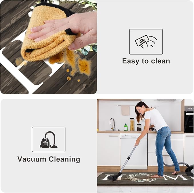 KIMODE Anti Fatigue Kitchen Mat 2PCS,Non-Skid Waterproof Kitchen Rugs,Farmhouse Kitchen Mat for Floor,Cushioned Comfort Foam Standing Mat for Home,Laundry,Office,Sink,Desk
