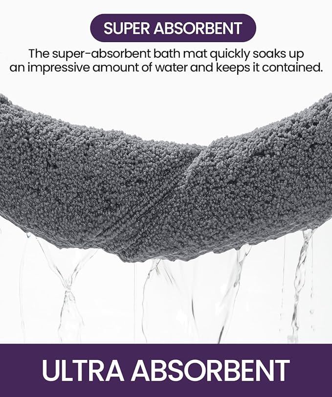 DEXI Bathroom Rugs 32x20, Washable Non Slip Bath Mat for Shower Floor, Absorbent Quick Dry Bathmat with Rubber Backing, Ultra Soft Plush Carpet for Tub, Grey