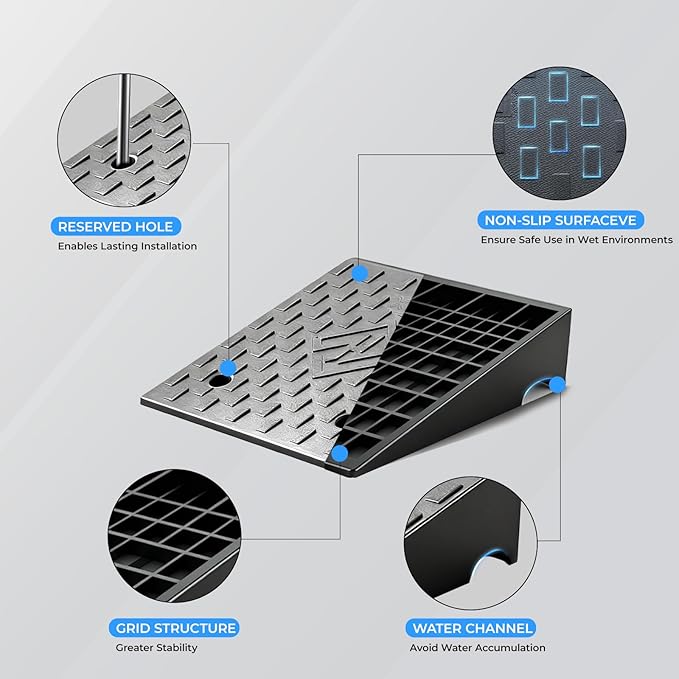 Rubber Threshold Ramp, 3.5" Rise Wheelchair Ramp Doorway, 7000Lbs Load Capacity, Non-Slip Surface Rubber Curb Ramp for Wheelchair and Scooter, 2 Pack(3.5" Height) (3.5" Rise)