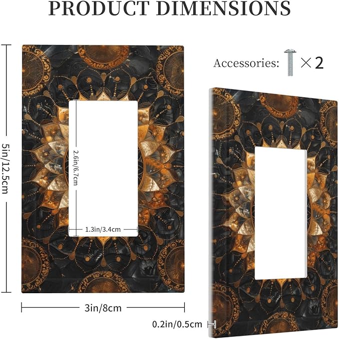Cool Colorful Mandal Flowers Boho Floral Decorative Outlet Covers 1 Gang Single Rocker Light Switch Cover Plate Wall Plates GFCI Faceplate for Bed Room Living Room Decor