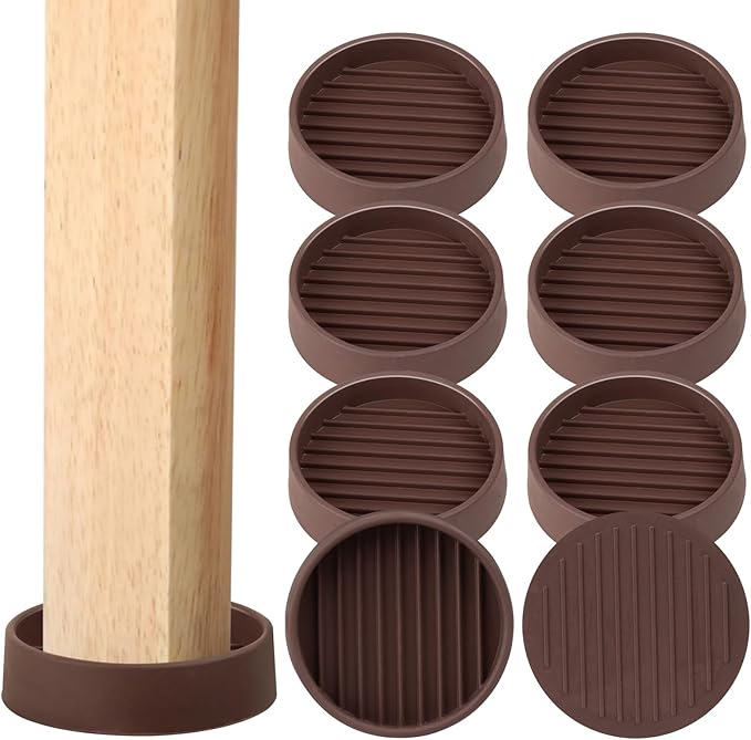Rubber Non-Slip Furniture Pads-8 PCS 2 inch Furniture Casters Cup Table Leg Floor Protector for Bed Sofa Table and Chair Stopper (Round, Brown)