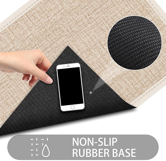 Ultra Thin Door Mat Indoor Entrance, 1/10 in Thin Door Mats for Inside Entry, Non-Slip Rubber Backing Washable Doormat, Fade Resistant, Absorbent, Low Profile Dirt Trapper, 35"X24"