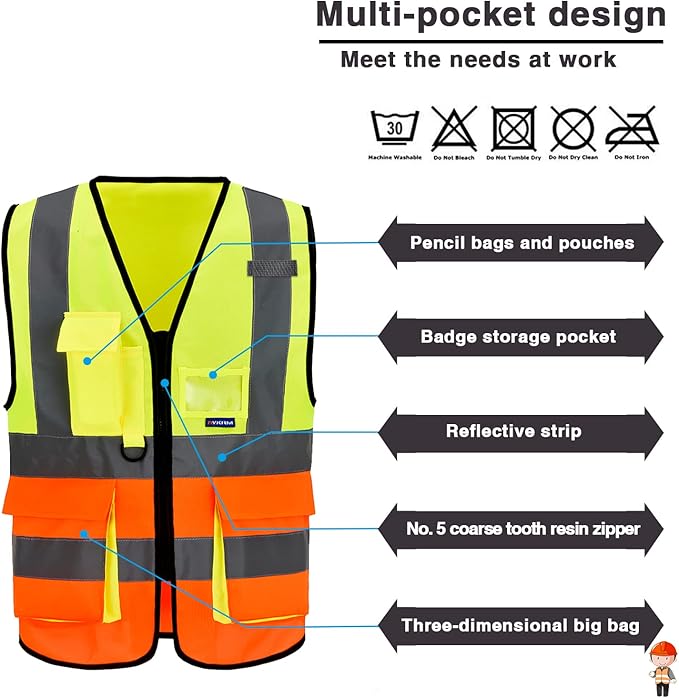 A-SAFETY construction vest women orange and yellow