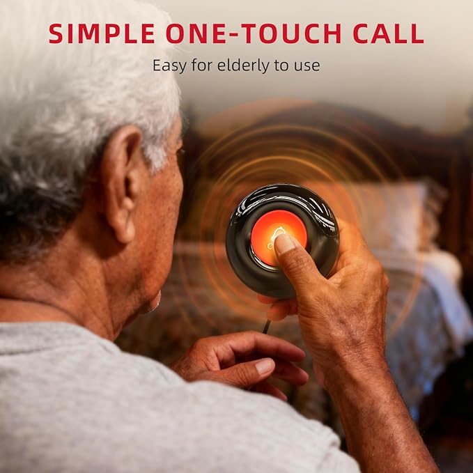 CallToU Caregiver Pager Wireless Call Bell Alert Button for Seniors/Elderly/Patients 1 Plugin Receiver 1 Waterproof Transmitter
