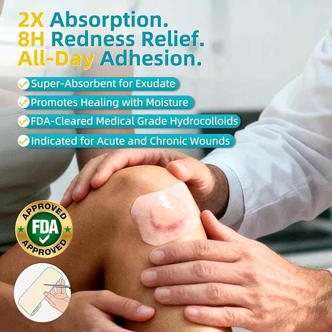 Dimora Medical Grade Hydrocolloid Bandage Roll (2in*16ft), Highly Absorbent Hydrocolloid Dressings for Wound Care, Burn, Blister, Pimple Patches for Acne Care, Waterproof & Cut to Size
