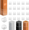 28 Pcs Chair Leg Protectors for Carpet Rug, Square Chair Glides, Dining Furniture Feet Sliders Caps, Carpeted Floors Protectors Covers with Plastic Pads, No Scratches (Fit:7/8"~1-1/16", Clear)
