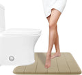 Yimobra Memory Foam Toilet Bath Mat U-Shaped, Soft and Comfortable, Super Water Absorption, Non-Slip, Thick, Machine Wash and Easier to Dry for Bathroom Commode Contour Rug, 24 X 20, Pale Khaki