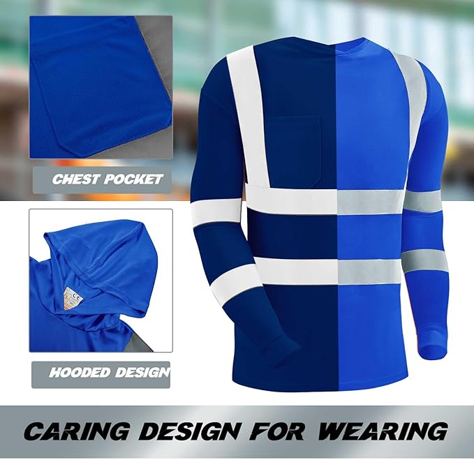 Amylove 4 Pcs Reflective Safety T Shirt High Visibility Work Shirts Sun Protection Construction