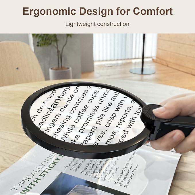 IMICHI Large 5.12" Handheld Magnifying Glass 10X/20X Lens with Eye-Care Anti-Flicker LEDs – 3 Adjustable Light Modes, Rechargeable – Perfect for Seniors, Low Vision, Reading, Crafts, Jewelry Repair