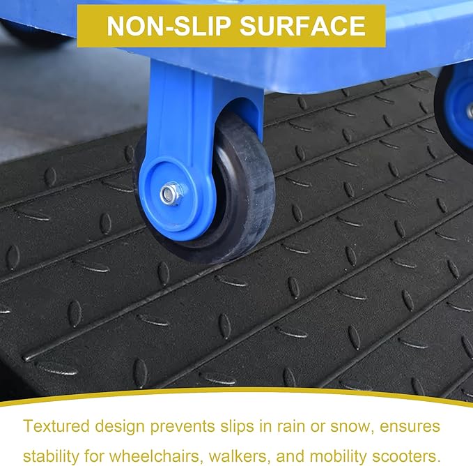 OrangeStar Heavy Duty Rubber Threshold Ramp – 3.5" Rise Wheelchair & Scooter Ramp with Cord Channel, Non-Slip Angled Entry for Doorways, Steps & Garages, 2200 LBS Capacity (Black, 36" Length)