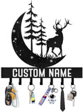 Personalized Key Holder for Wall | Key Organizer for Wall Mount | Custom Deer Forest Theme Key Hooks Coat Rack | Christmas Housewarming Gifts | Key Hanger Wall Decor for Living Room Doorway