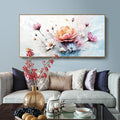 amatop Framed Floral Canvas Wall Art, Oversized Modern Abstract Daisy & Peony Botanical Print – Pink Blue Bloom Flower Pictures for Living Room, Bedroom, Dining Room & Entryway Wall Decor (58x29 Inch)