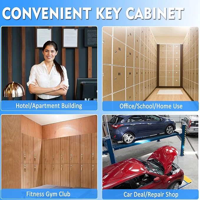 UMEKEN Metal Key Cabinet - 64 Position Wall Mount Car Key Lock Box with Key Tags - Vehicle Key Organizer Storage Locker, Black, 11.81" x 3.15" x 17.72"