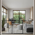 ALLAIBB Extra Wide Pressure Mounted Baby Gate Walk Through Child Kids Safety Toddler Tension White Long Large Pet Dog Gates with Extension for doorways Kitchen (66.93-71.65"/170-182cm, Black)