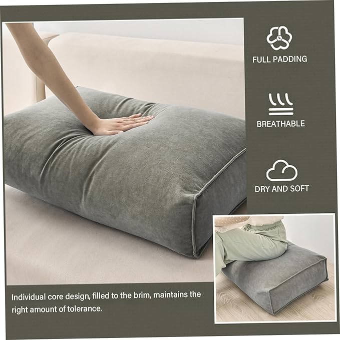 Reading Pillow, 31.5x17.7x4.7 Chenille Rectangular Back Pillow Soft Elastic Lumbar Support Cushions for Bedside, Sofa, Car, Bay Windows, Grey