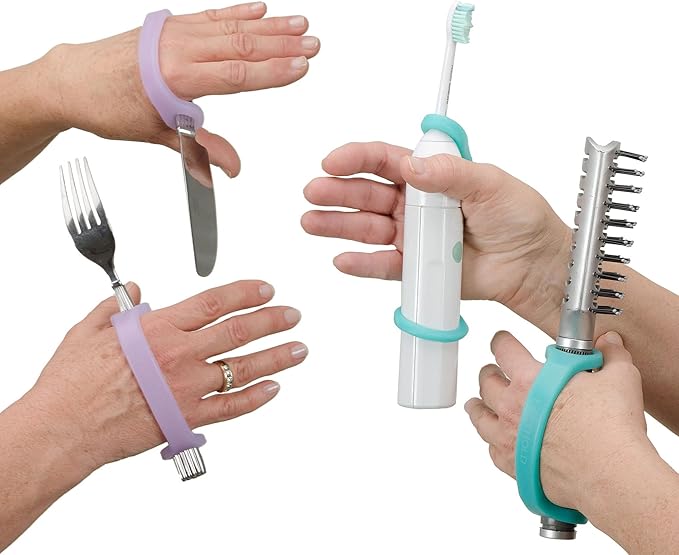 EaZyHold Assistive Cuff for Weak Grip, Daily Living Aid, Silicone Adaptive Handle, Limited Hand Mobility, Limb Loss, Arthritis, Cerebral Palsy, Stroke (10 Pack)