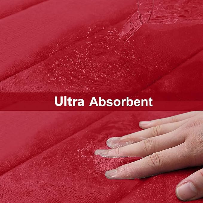 Buganda Memory Foam Bath Mat, 60" x 24", Ultra Soft and Non-Slip Bathroom Rugs, Water Absorbent and Machine Washable Bath Rug Runner for Bathroom, Shower, and Tub, Red