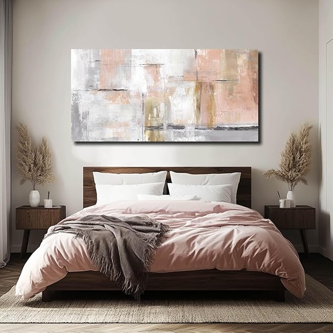 SOUGUAN Large Abstract Canvas Wall Art Modern Wall Decor Pink Art Posters 29"x58" Home Decorations for Living Room Artwork for Office