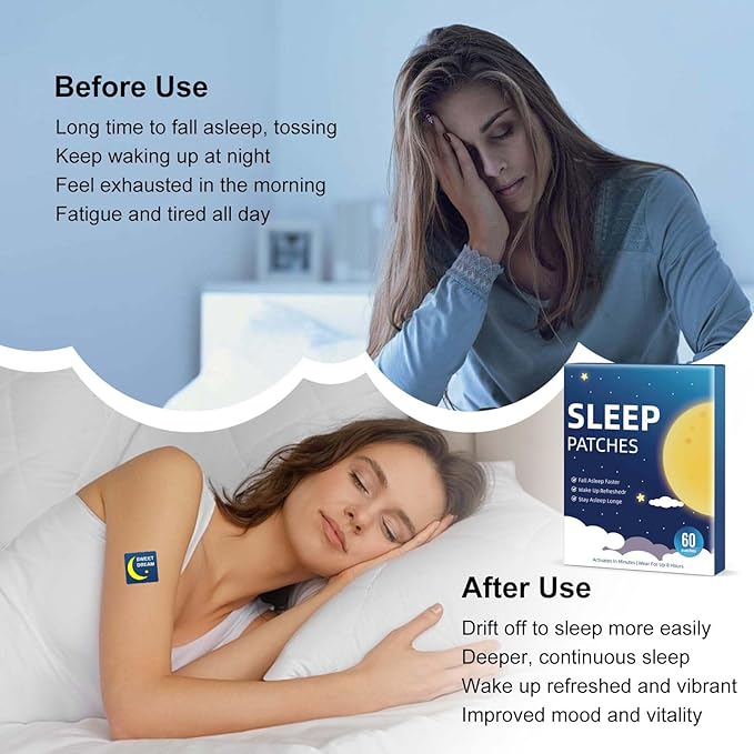 Sleep Patches for Adults Extra Strength, Natural Deep Sleep Patche with Melatonin & Valerian, Long-Lasting Night Comfort, Relax & Wake Up Refreshed, Easy to Use for Men & Women, 2 Box 120 Patches AA