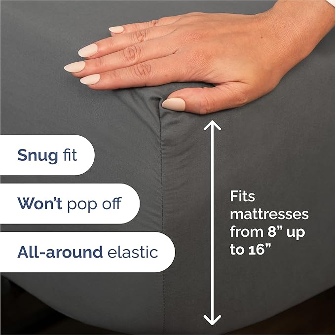 King 6 Piece Sheet Set - Cooling & Breathable Bed Sheets - Hotel Luxury Bed Sheets for Women, Men, Kids & Teens - Comfy Bedding w/Deep Pockets & Easy Fit - Soft & Wrinkle Free - King Charcoal Sheets