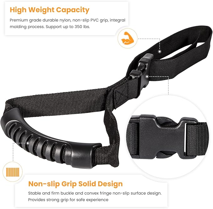 E-cowlboy Auto Cane Grab Aid - Standing Aid, Safety Handle, Mobility Assist Device - Portable, Adjustable, Nylon Grip (Black)