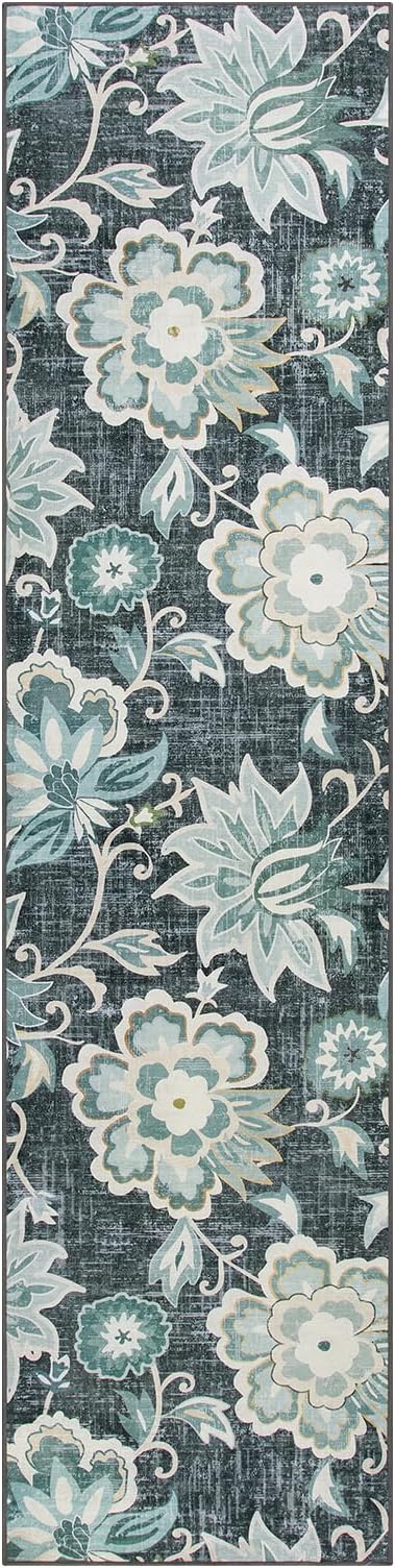 Beeiva Floral Kitchen Runner Rug, 2.5x10 Runner Rug Vintage Blue Rug Runners for Hallways, Kitchen Rugs Non Slip Washable Paisley Stair Print Runner Carpet for Entryway Laundry Room