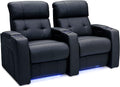 Seatcraft Kodiak Zero-Gravity CoolZero Italian Leather Home Theater Seating, Powered Headrest, Powered Lumbar, Powered Recline, Row of 2, Black
