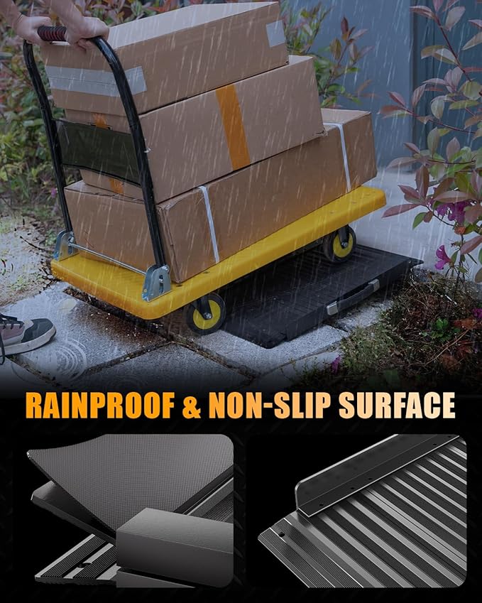 VNN Portable Wheelchair Ramp 2FT, Black Seamless Non-Slip Aluminum Ramps for Wheelchairs for Home, Handicap Wheelchair Ramps for Home Steps, Aluminum Loading Dock Plates