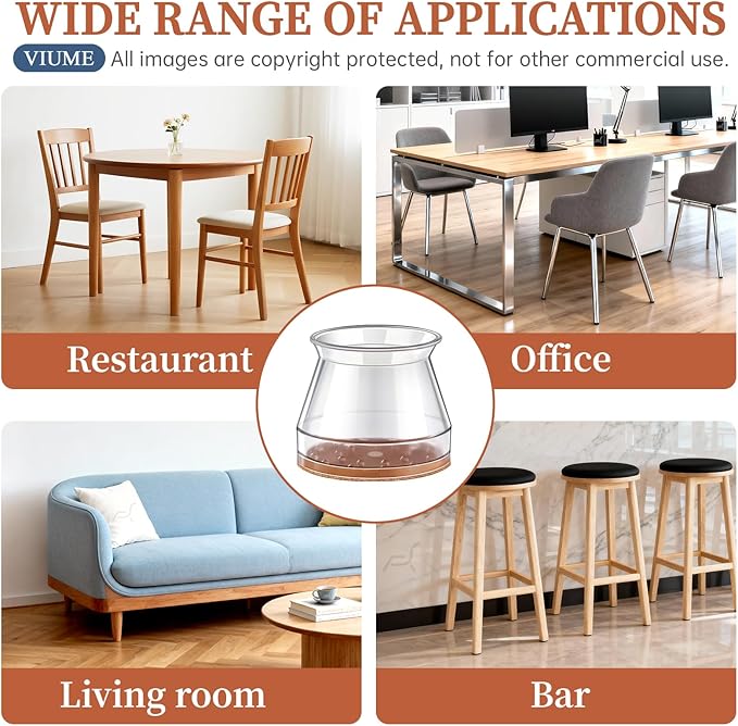 24 Pcs Chair Leg Floor Protectors for Hardwood Floors Silicone Covers Felt Pads Furniture Leg Caps Anti-Scratch Reduce Noise Fit (1-5/16" to 2")