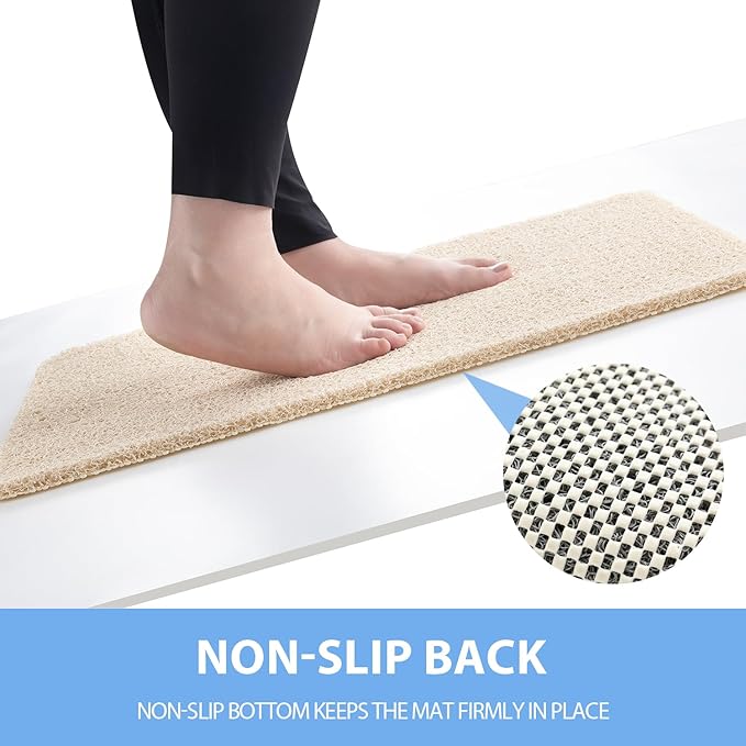 Non Slip Bathtub Mat, Anti Slip Shower Mat, Quick Drying Bath Tub Mats, Foot Scrubber Mat, Anti Slip Mat for Tub, Floor, Bathroom, Home, Kitchen, Hotel (Beige 32"x17")